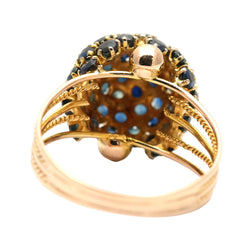 Dome Ring in Yellow Gold and Sapphires