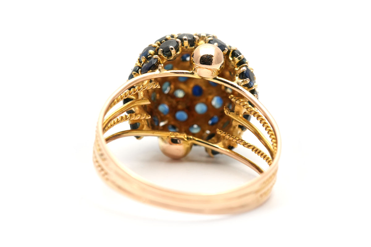 Dome Ring in Yellow Gold and Sapphires
