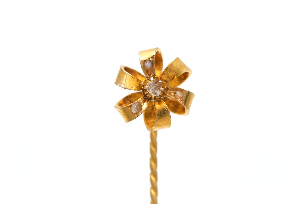 Yellow Gold and Diamond Tie Pin