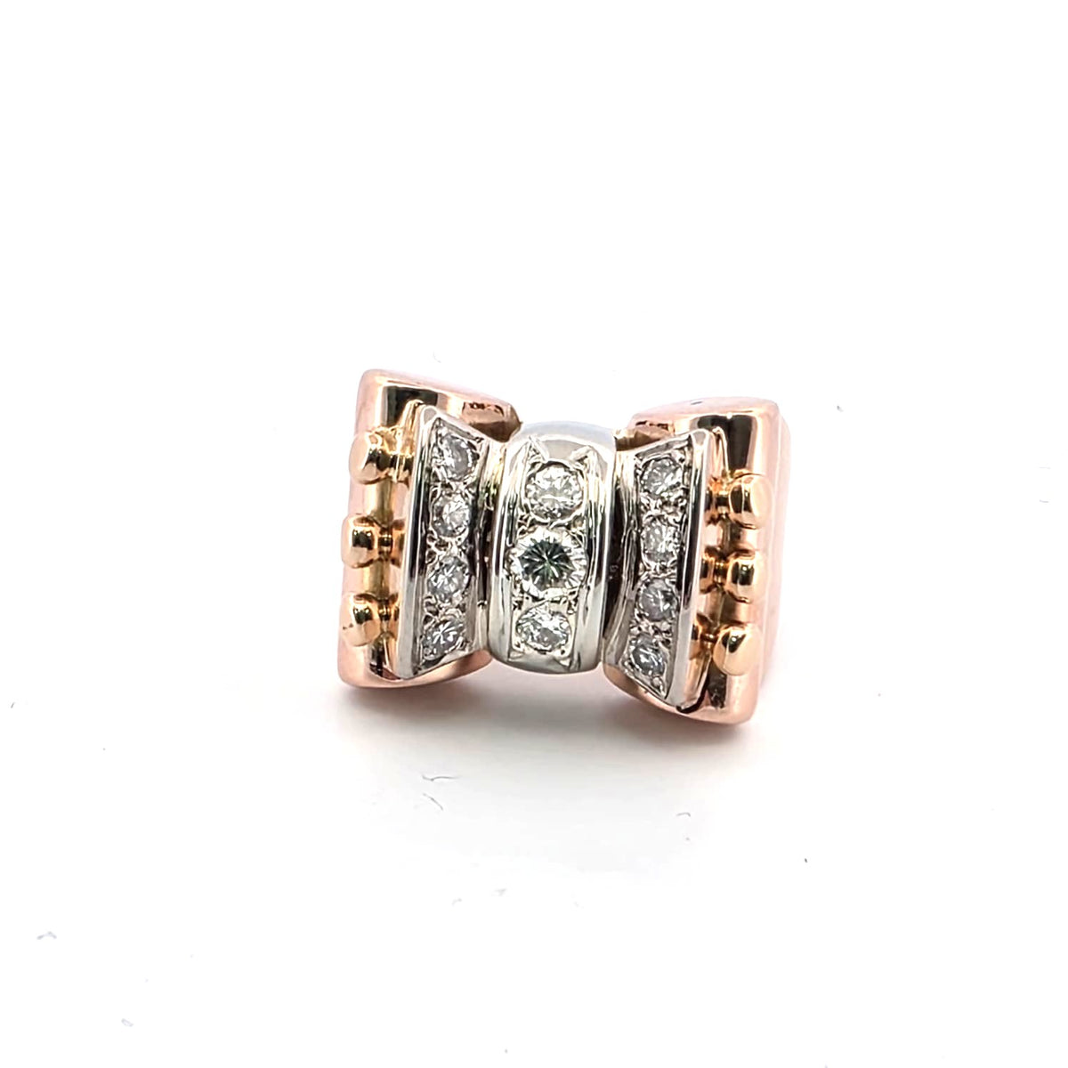 Bague Tank en or blanc, or rose et diamants