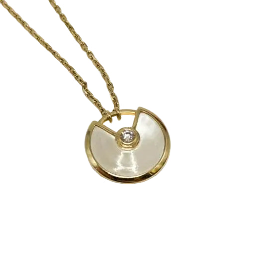 CARTIER "Amulette" Pendant Necklace in white gold, mother-of-pearl, and diamonds
