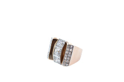 Tank Ring in Yellow Gold, Platinum, and Diamonds