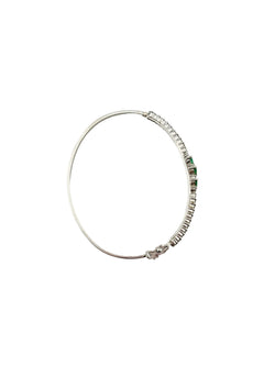 White Gold Bangle Bracelet with Emeralds and Diamonds