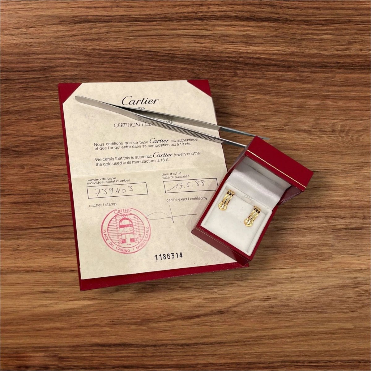 Cartier 2 C Trinity Gold Clip - on Earrings - Castafiore