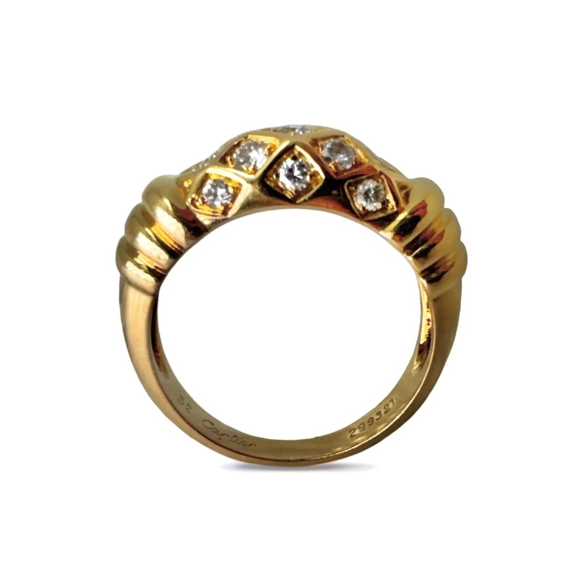 CARTIER Bague jonc résille orné de diamants. - Castafiore