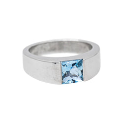 Cartier Bague Tank Or blanc Aigue-marine - Castafiore