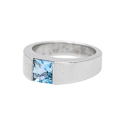 Cartier Bague Tank Or blanc Aigue-marine - Castafiore