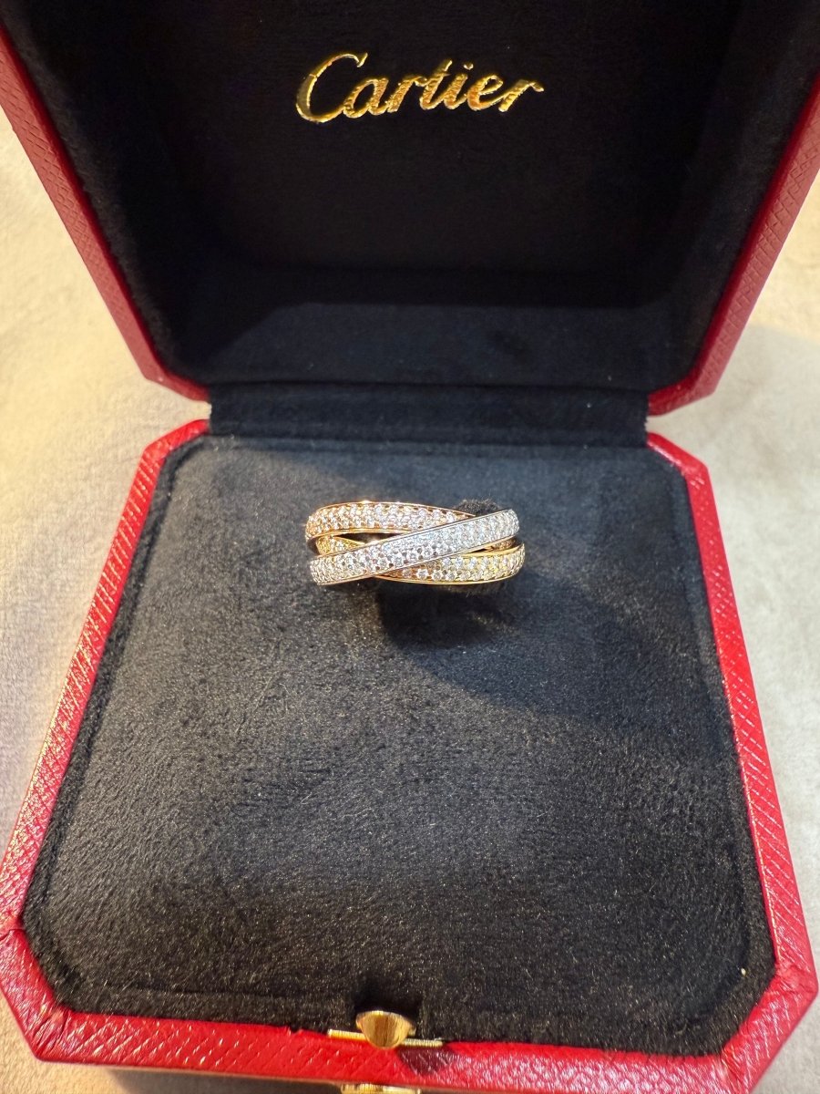 Cartier - Bague Trinity - Petit modèle - Pavée diamants - Castafiore