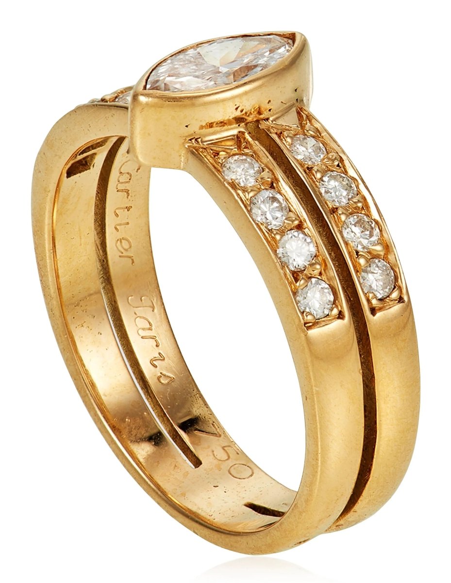 Cartier Marquise Diamond Gold Band Ring - Castafiore