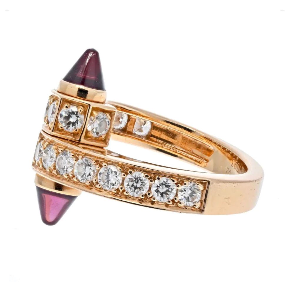 Cartier Menotte Bague bypass en or rose 18ct avec diamants et tourmaline rose - Castafiore