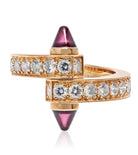 Cartier Menotte Bague bypass en or rose 18ct avec diamants et tourmaline rose - Castafiore