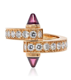 Cartier Menotte Bague bypass en or rose 18ct avec diamants et tourmaline rose - Castafiore