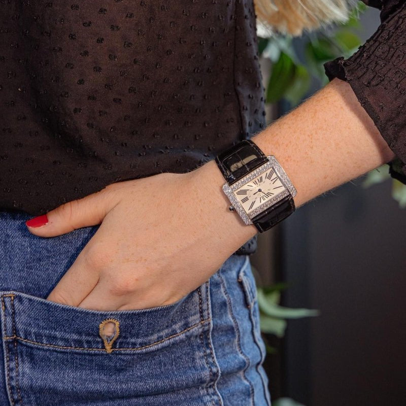 Cartier Montre Tank Divan Or blanc Diamant - Castafiore