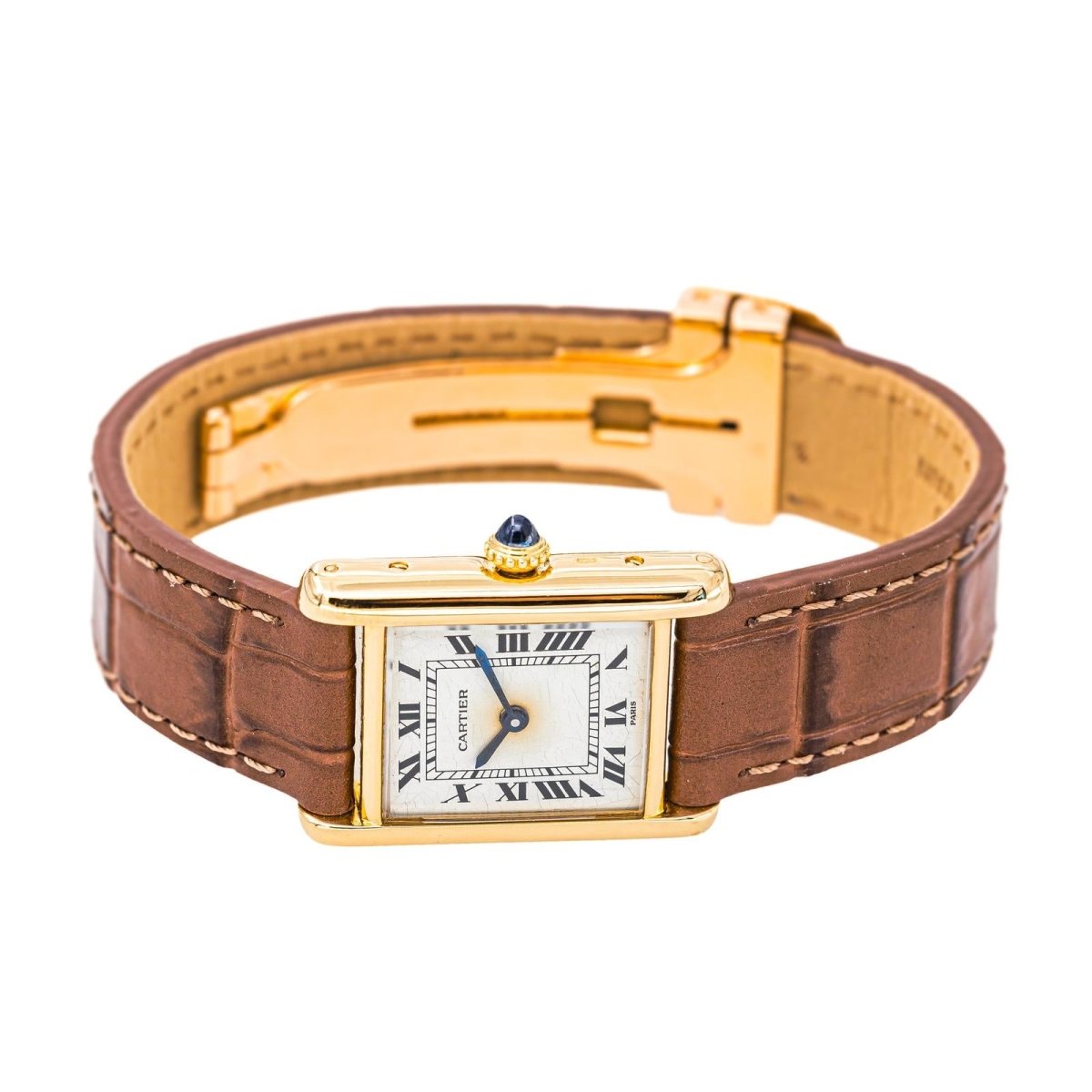 Cartier Montre Tank Louis Or jaune Saphir - Castafiore