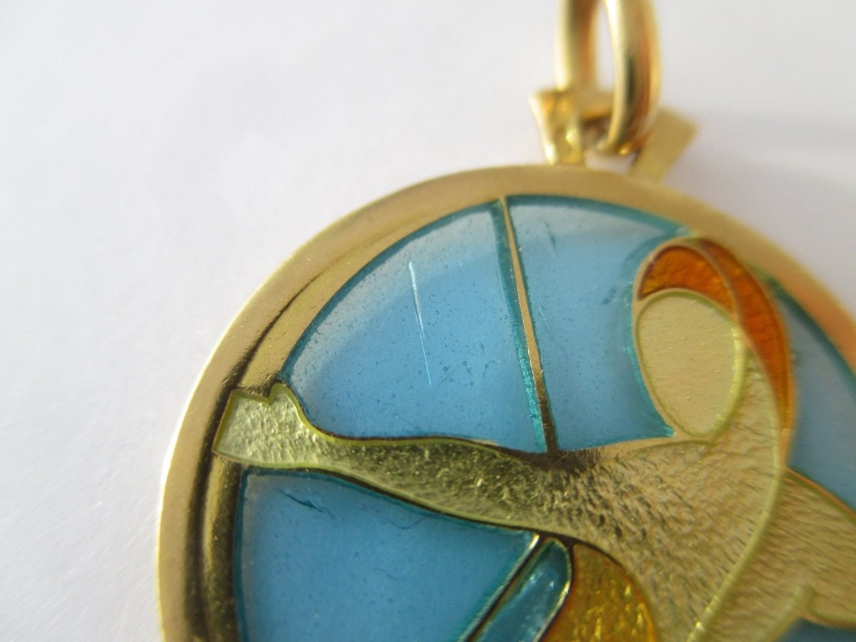 CARTIER - Pendentif Sagittaire Email plique à jour Or - Castafiore