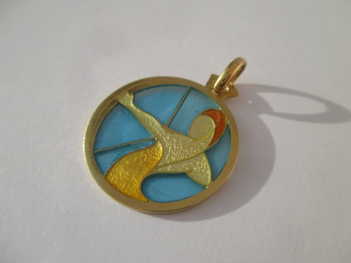 CARTIER - Pendentif Sagittaire Email plique à jour Or - Castafiore