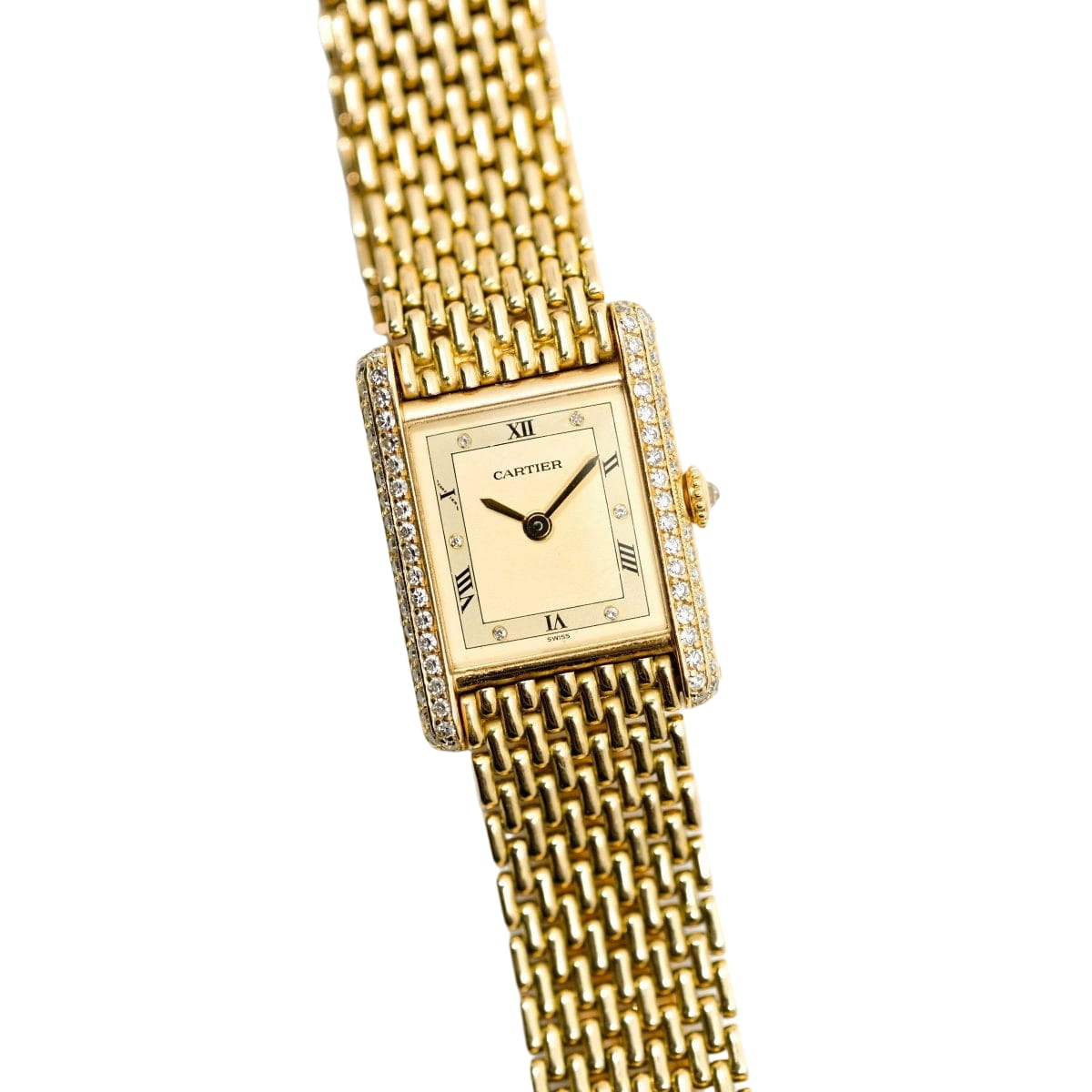 Montre CARTIER Tank Louis M en or jaune et diamants