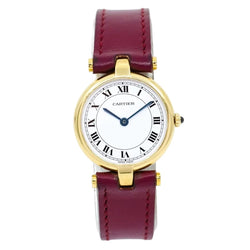 Cartier "Vendôme" en or jaune, cuir et saphir - Castafiore
