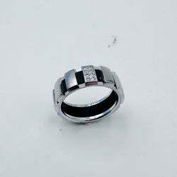 CHAUMET "Class One" Bandeau Ring in white gold, diamonds, and rubber