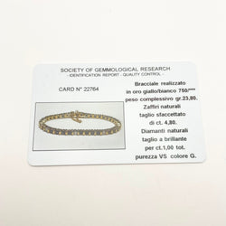 "Ligne" Bracelet in White Gold, Yellow Gold, Sapphires, and Diamonds