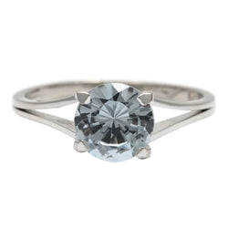 White Gold and Aquamarine Solitaire Ring