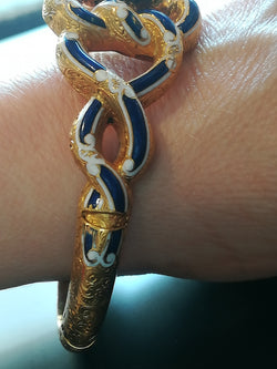 Antique Gold Enamel Bracelet with Pearls and Diamonds