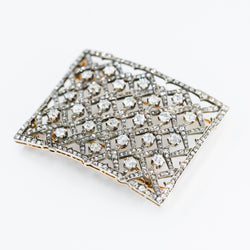 Plaque de cheveux en or jaune, argent et diamants