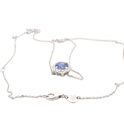 White Gold Necklace with Sapphire and Diamond Pendant