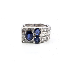 Bague Tank en or blanc, saphirs et diamants