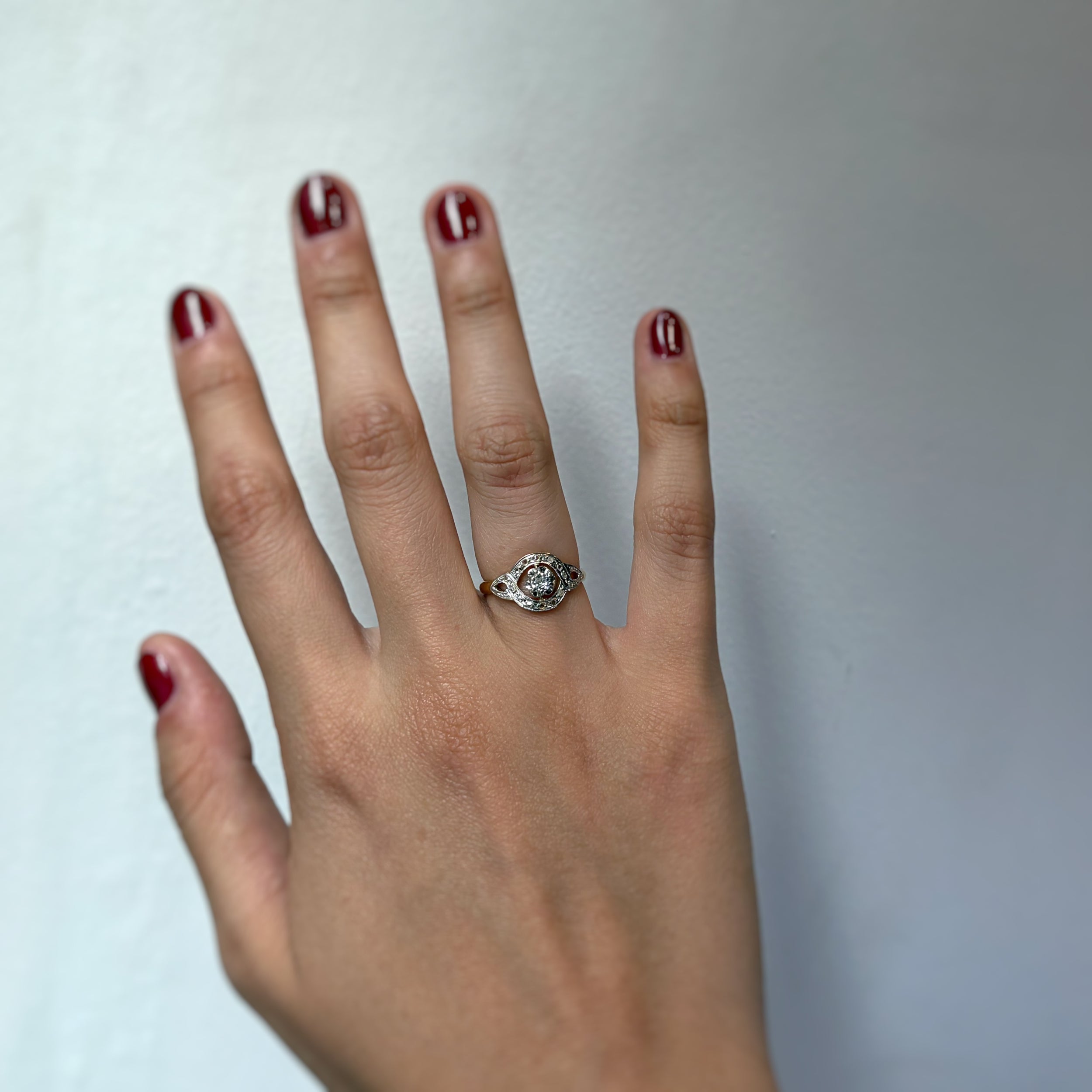 Yellow gold, Platinum, and Diamond ring