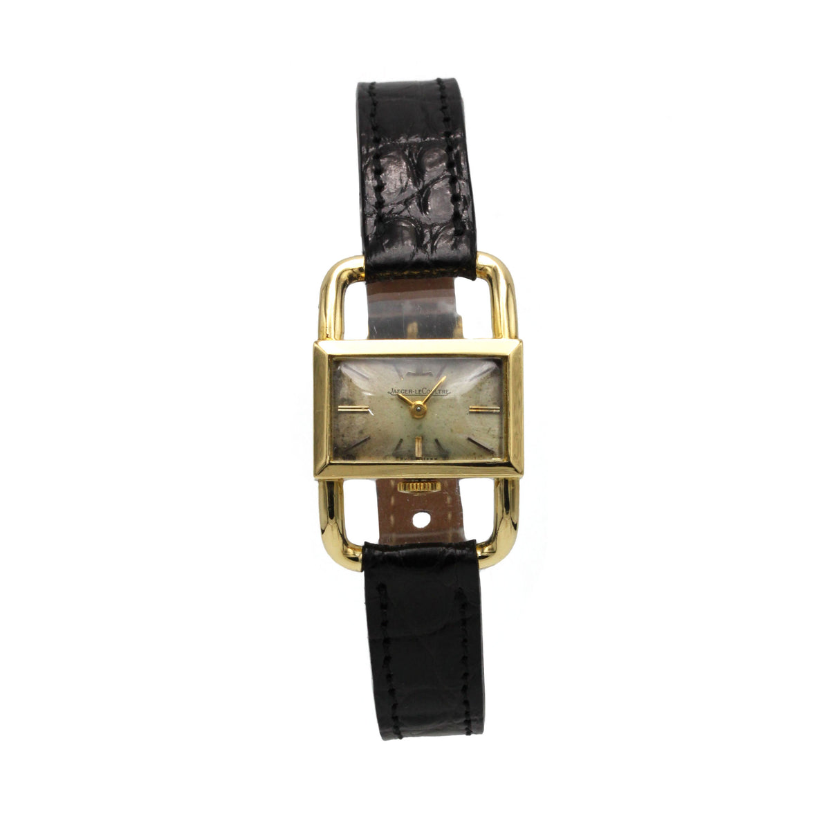 Montre JEAGER LECOULTRE X HERMÈS Étrier en or jaune et cuir