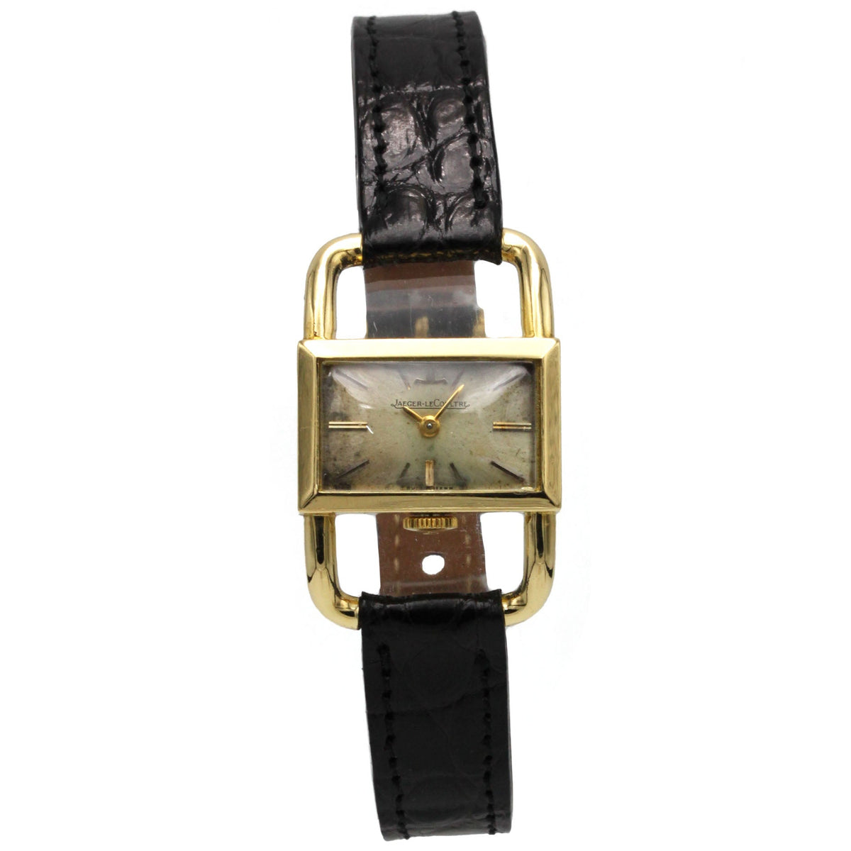 JEAGER LECOULTRE X HERMÈS "Étrier" Watch in Yellow gold and Leather
