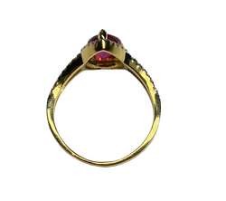 Entourage Ring in yellow gold, rubellite Tourmaline, and diamonds