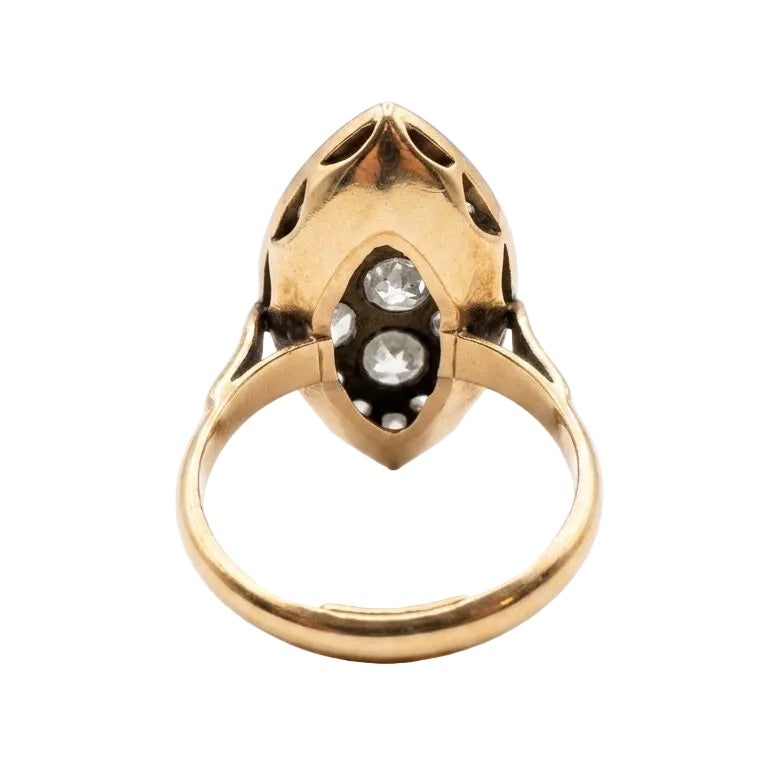 18K Gold and Platinum Marquise Ring with Diamonds (Approx. 3 Carats) (Size 54)
