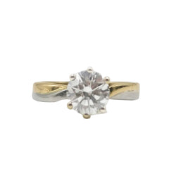 Solitaire Ring in White gold, Yellow gold, and Diamond