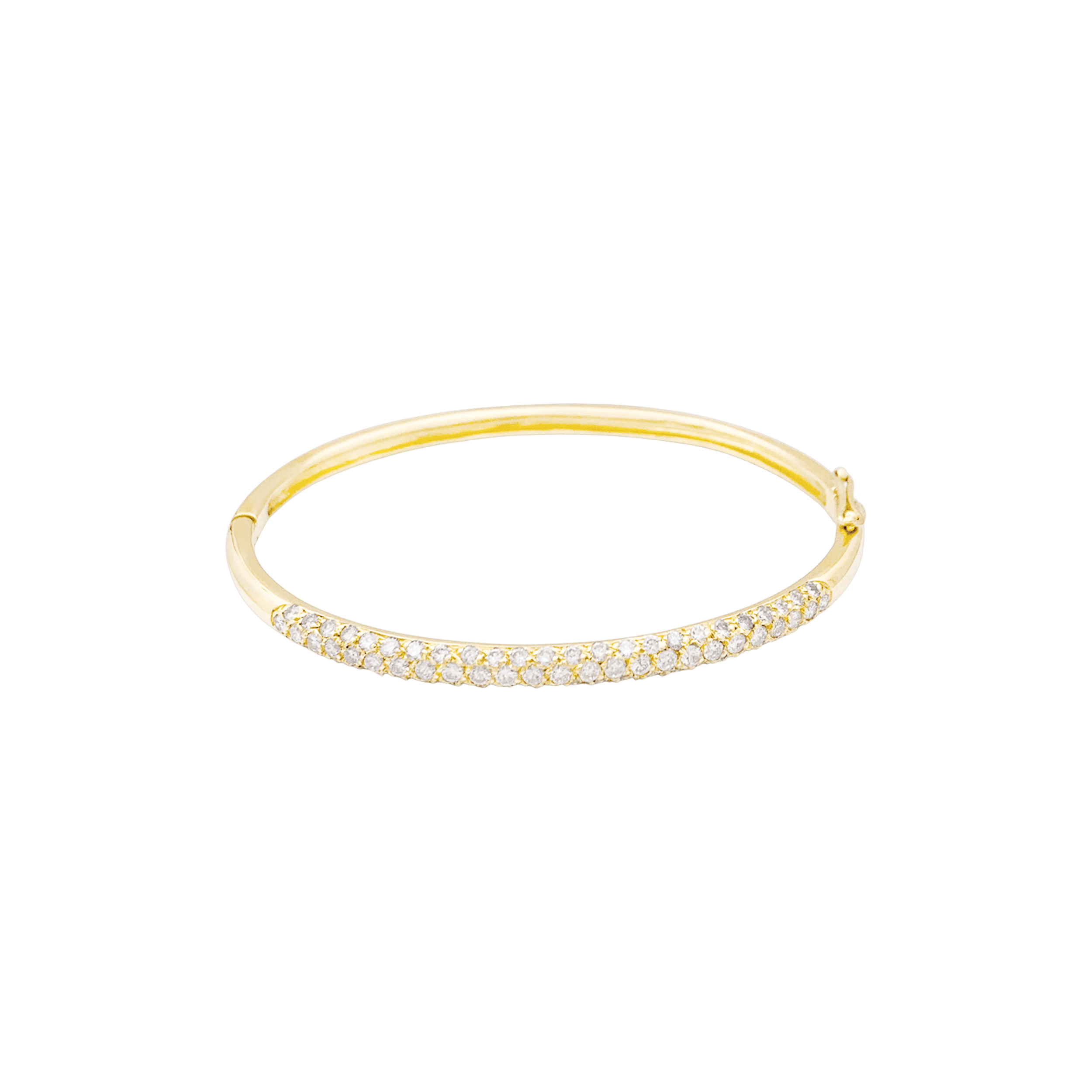 Bracelet jonc en or jaune et diamants.