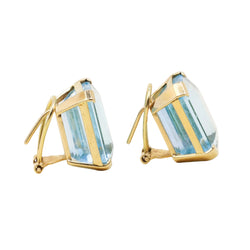 Yellow Gold and Aquamarine Clip-On Earrings