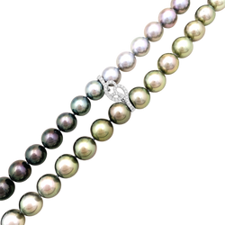 Sautoir perles de Tahiti, or blanc et diamants.