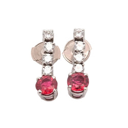 Gold Dangle Earrings with Spinels and Diamonds