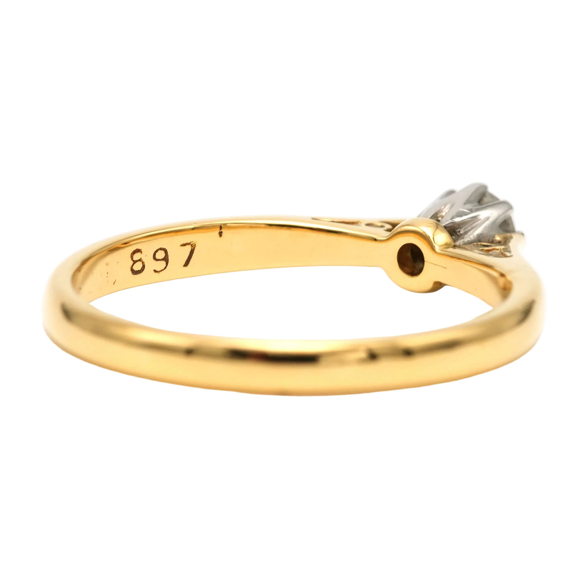 Bague Solitaire en or blanc, or jaune et diamant