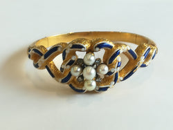 Antique Gold Enamel Bracelet with Pearls and Diamonds