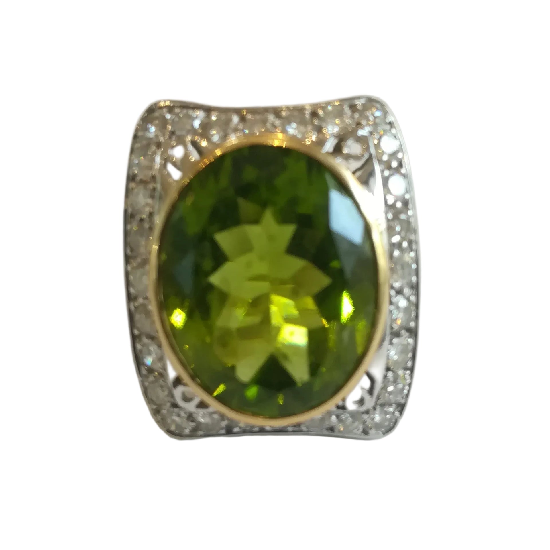 Two-Tone Gold Ring with Peridot and Diamonds
