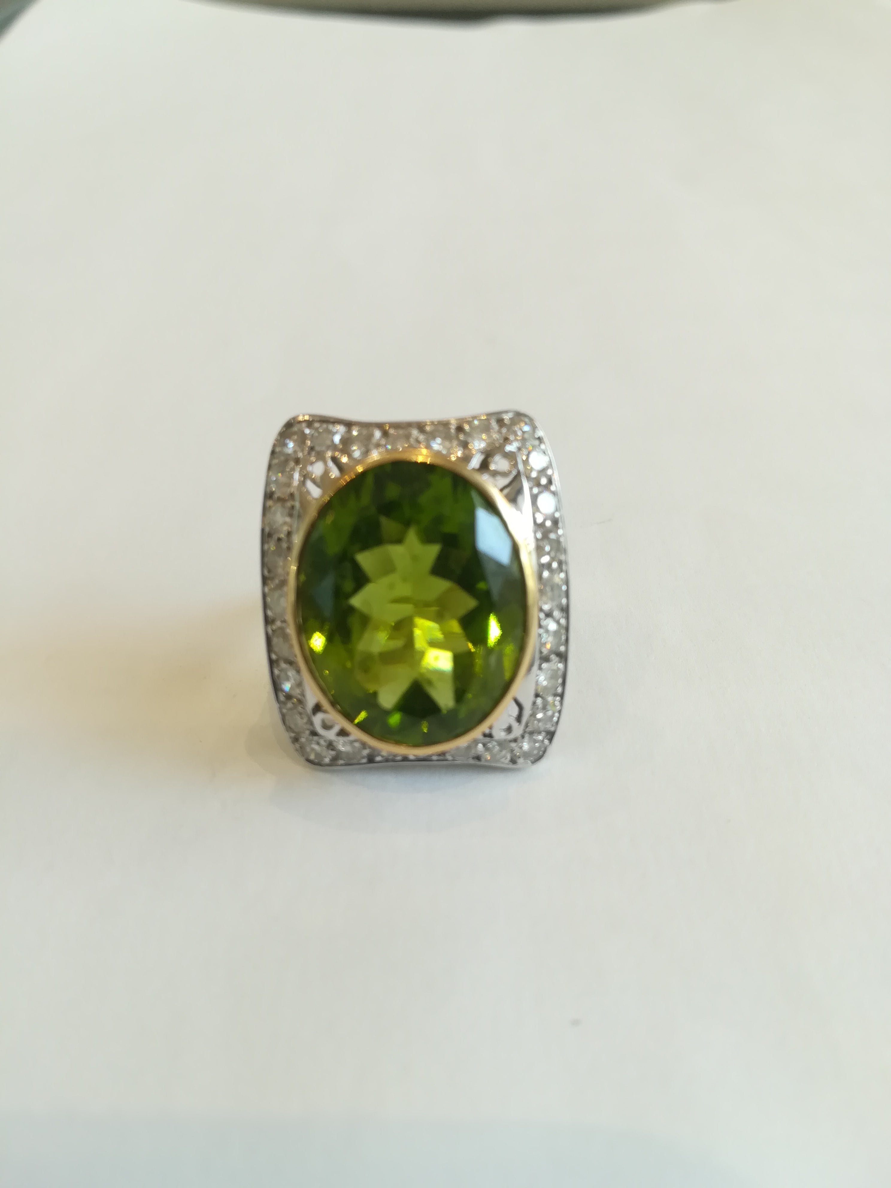 Bague 2 Ors Péridot Diamants