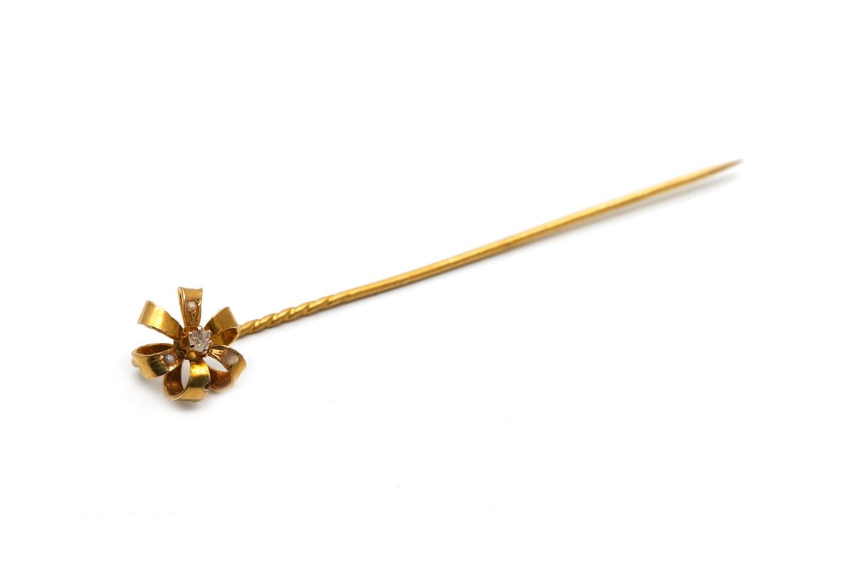 Yellow Gold and Diamond Tie Pin