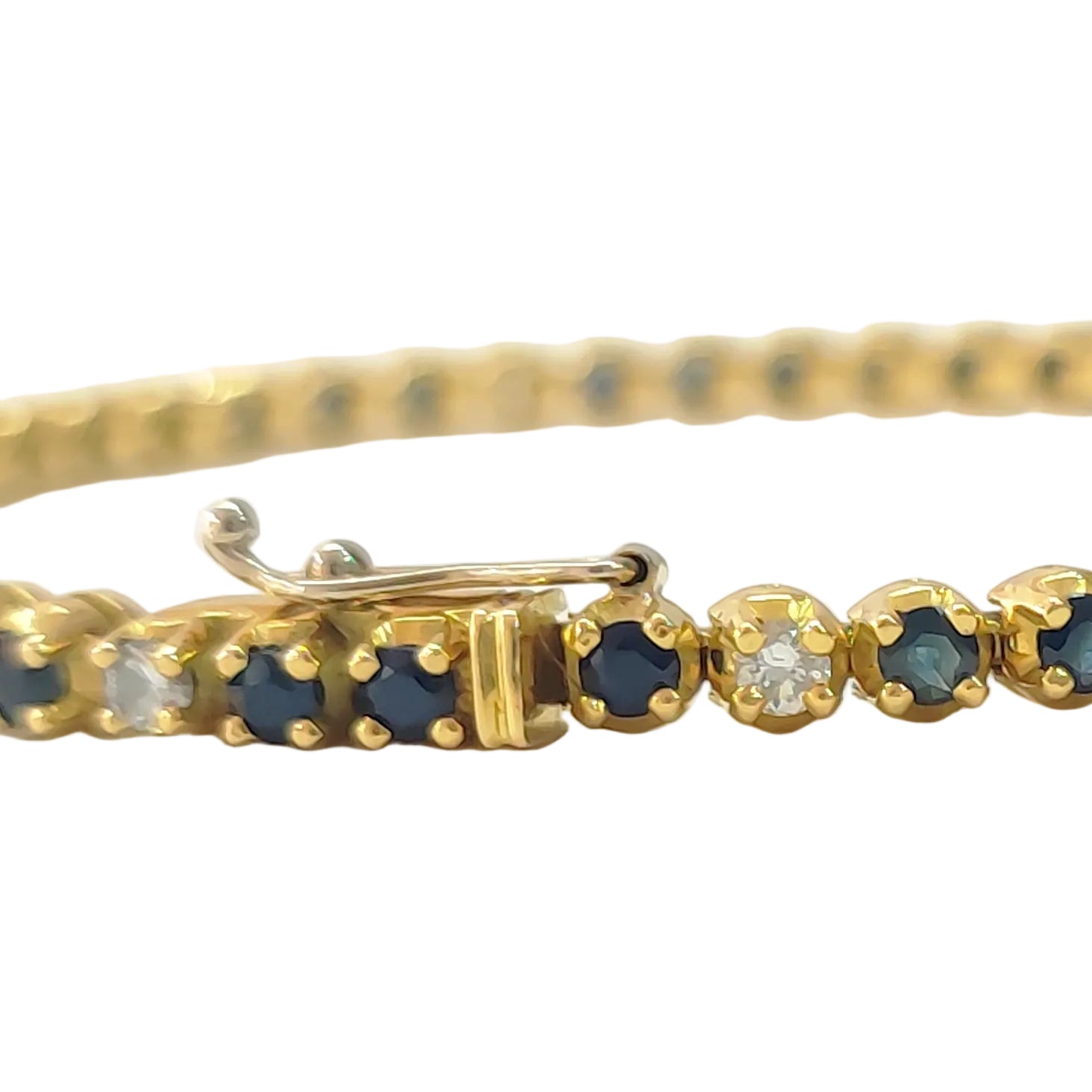 "Ligne" Bracelet in Yellow Gold, Sapphires, and Diamonds