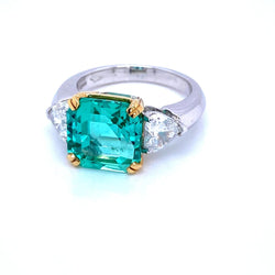 Certified 5.55 Carat Colombian Natural Emerald Heart Diamond Ring - Castafiore