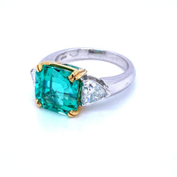 Certified 5.55 Carat Colombian Natural Emerald Heart Diamond Ring - Castafiore