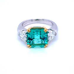 Certified 5.55 Carat Colombian Natural Emerald Heart Diamond Ring - Castafiore