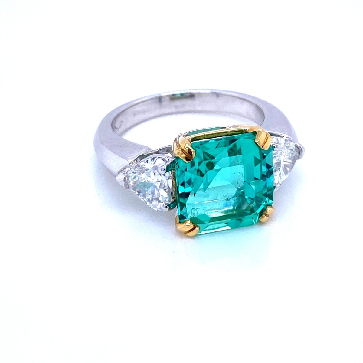 Certified 5.55 Carat Colombian Natural Emerald Heart Diamond Ring - Castafiore
