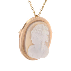 Rose Gold Brooch Pendant with Cameo and Agate
